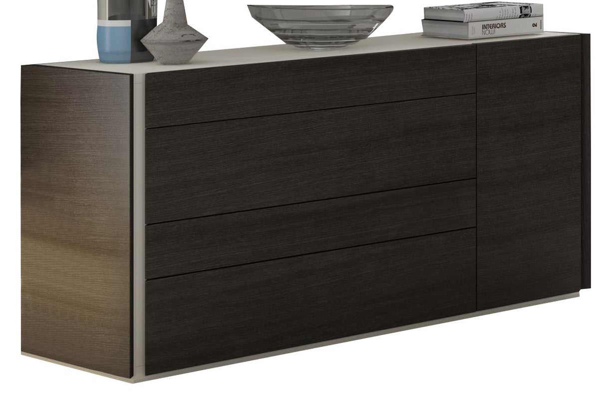 J&M Furniture Porto 4 Drawer Dresser in Light Grey and Wenge