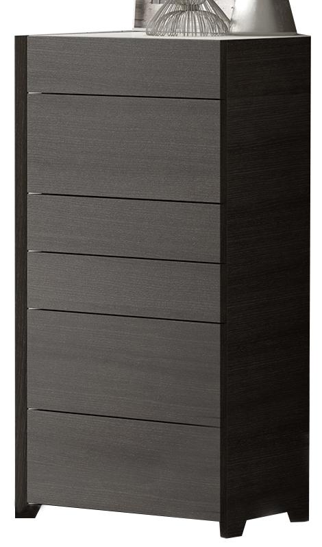 J&M Furniture Porto 6 Drawer Chest in Light Grey and Wenge