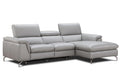 J&M Furniture Serena Premium Leather Sectional in Right Hand Facing Chaise in Light Grey image