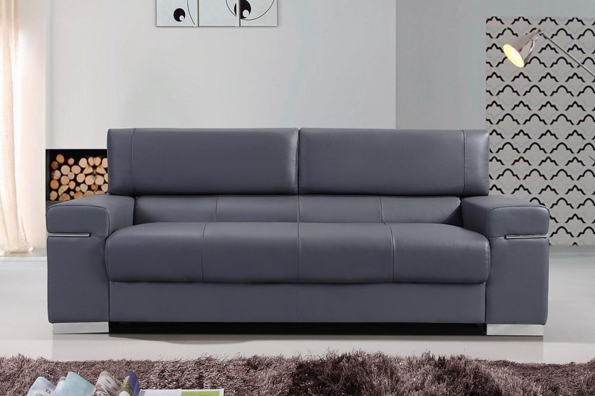 J&M Furniture Soho Sofa in Grey Leather