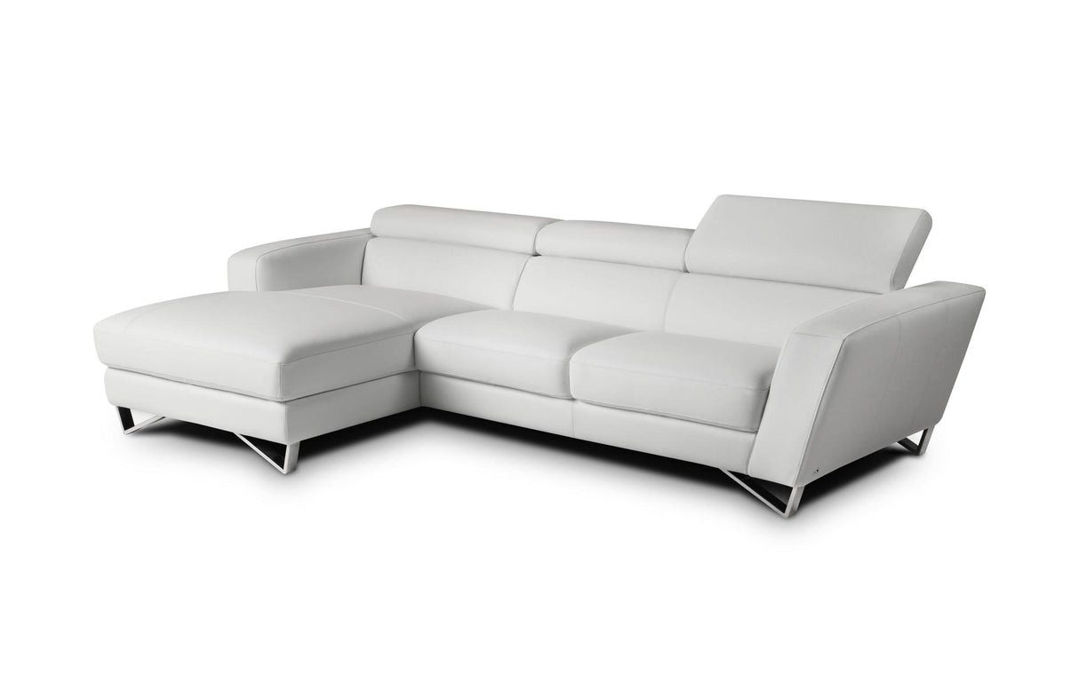 J&M Furniture Sparta Italian Leather Mini Sectional LAF Chaise in White