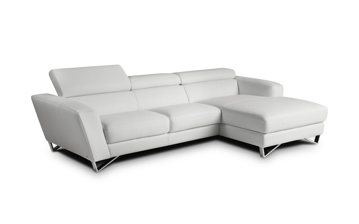 J&M Furniture Sparta Italian Leather Mini Sectional RAF Chaise in White