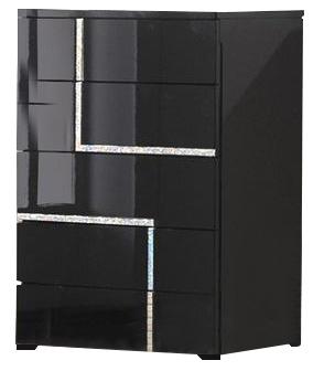 J&M Lucca 5-Drawer Chest in Black Lacquer