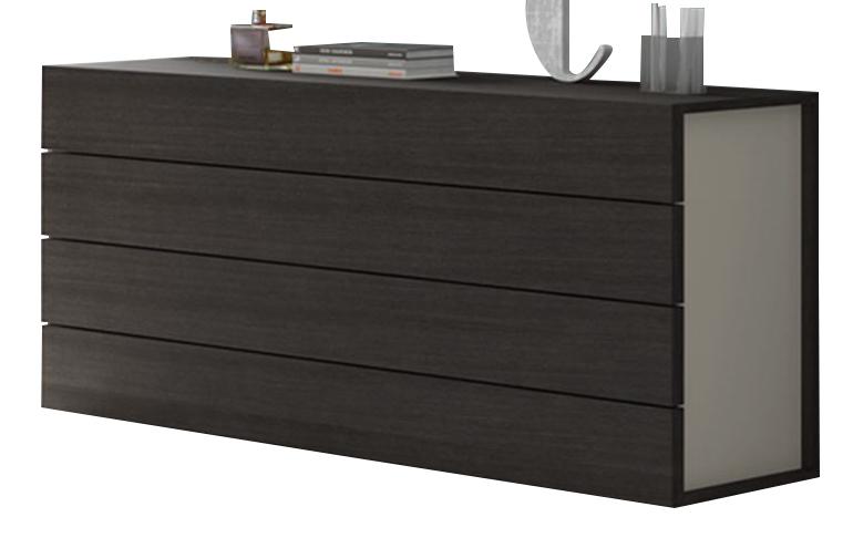J&M Maia 4 Drawer Dresser in Light Grey and Wenge