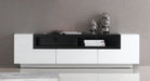 J&M TV002 TV Stand in White High Gloss & Dark Oak image