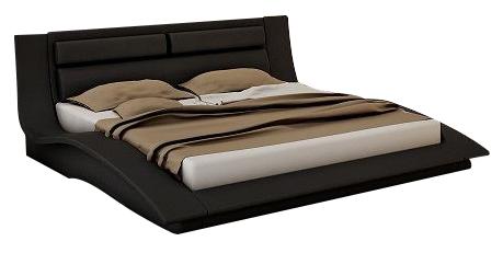 J&M Wave King Curve Panel Bed in Black