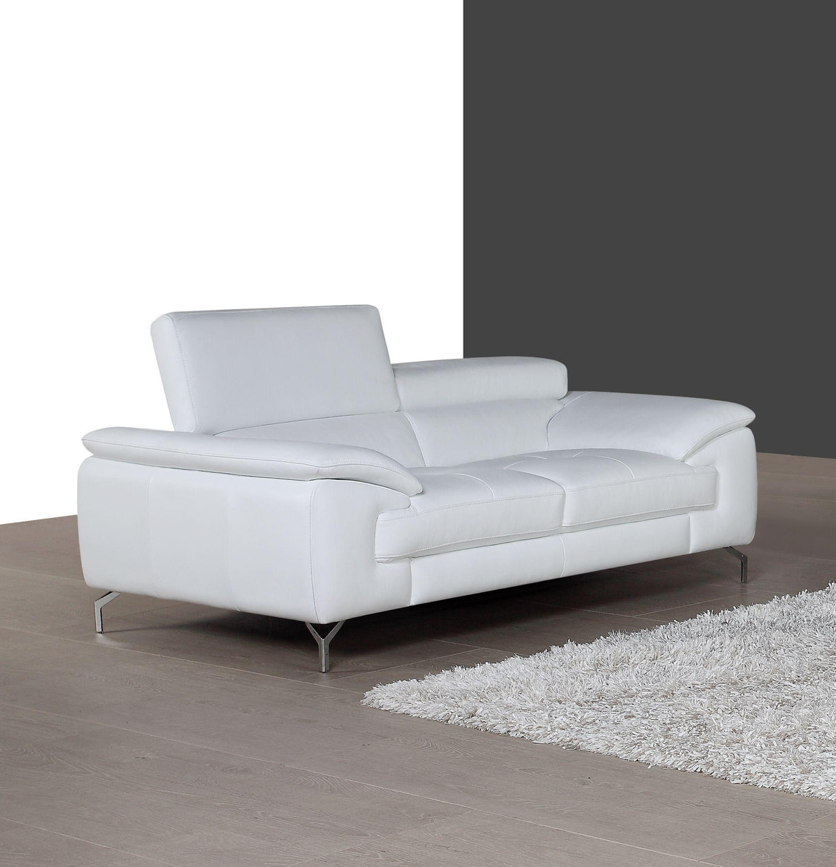 J&M Furniture A973 Italian Leather Loveseat  in White