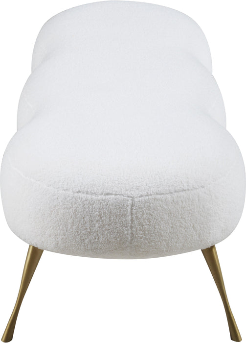 Nube White Faux Sheepskin Fur Bench