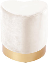 Heart Cream Velvet Ottoman/Stool
