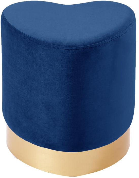 Heart Navy Velvet Ottoman/Stool image