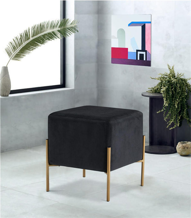 Isla Black Velvet Ottoman/Stool