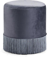 Teddy Grey Velvet Ottoman/Stool