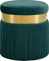 Yasmine Green Velvet Ottoman/Stool