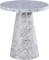 Omni White Faux Marble End Table