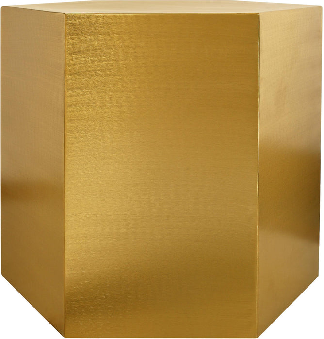 Hexagon Brushed Gold End Table