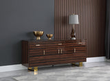 Excel Brown Zebra Wood Veneer Lacquer Sideboard/Buffet