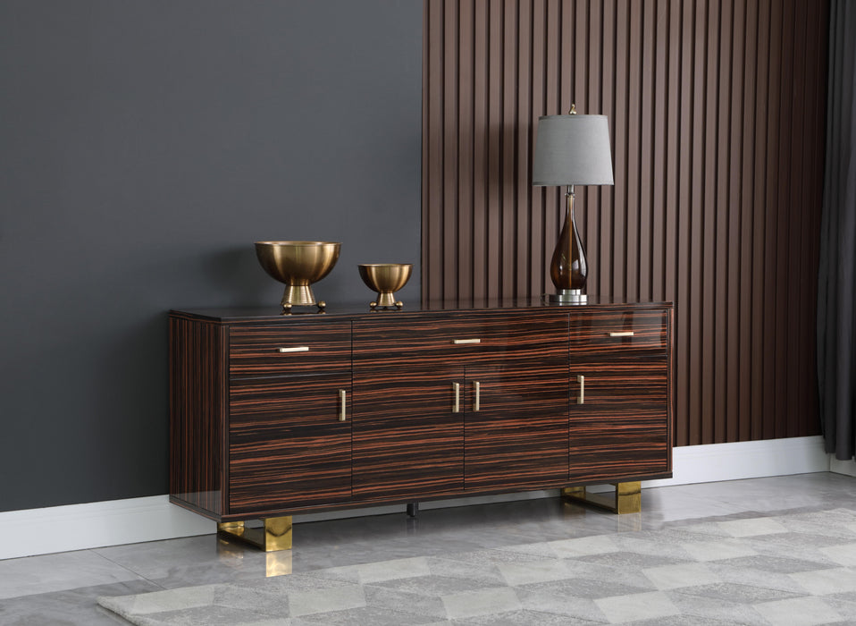 Excel Brown Zebra Wood Veneer Lacquer Sideboard/Buffet