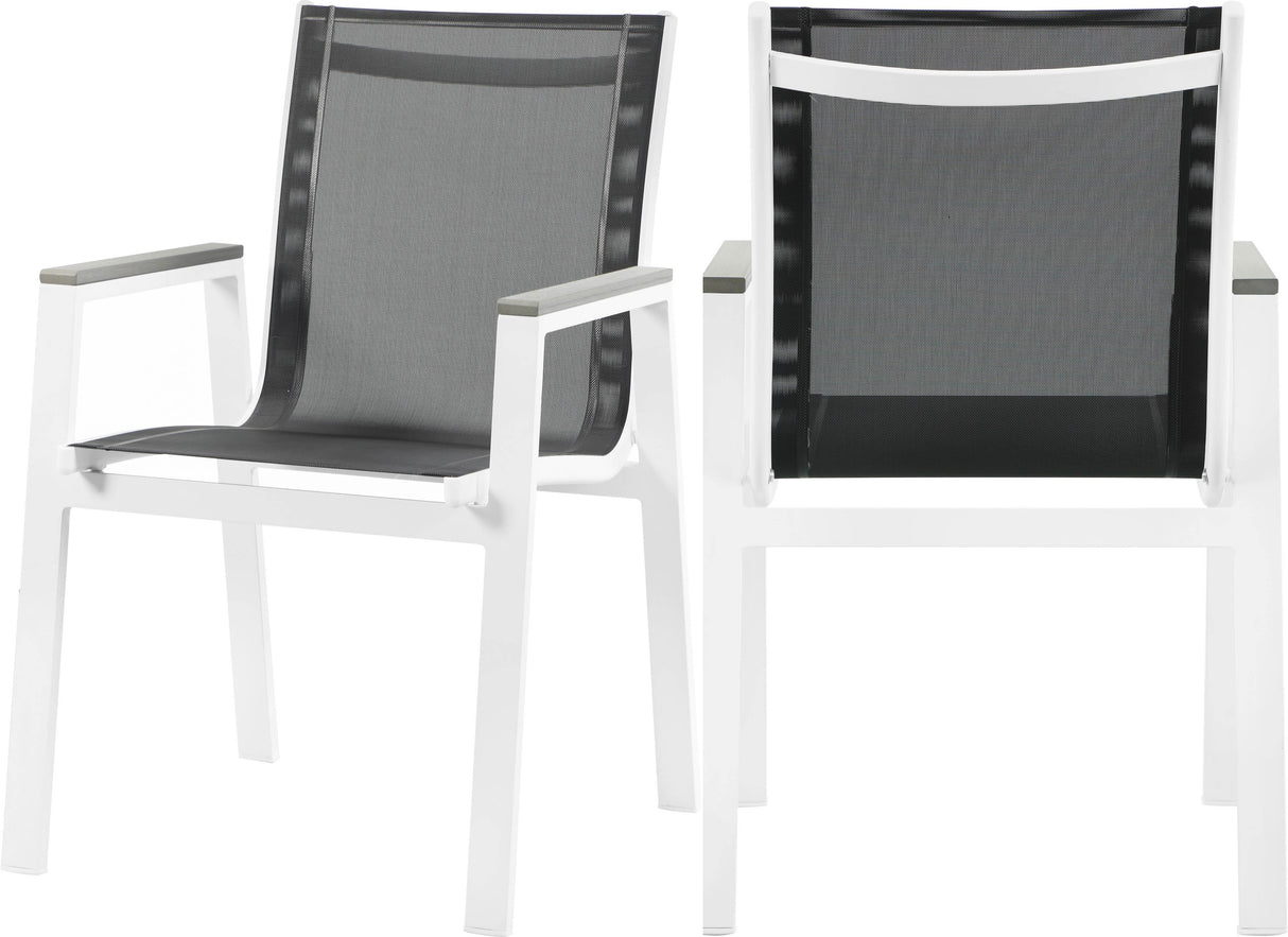 Nizuc Black Mesh Waterproof Fabric Outdoor Patio Aluminum Mesh Dining Arm Chair