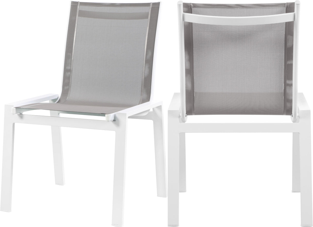 Nizuc Grey Mesh Waterproof Fabric Outdoor Patio Aluminum Mesh Dining Chair