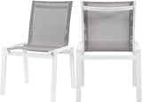 Nizuc Grey Mesh Waterproof Fabric Outdoor Patio Aluminum Mesh Dining Chair