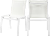 Nizuc White Mesh Waterproof Fabric Outdoor Patio Aluminum Mesh Dining Chair