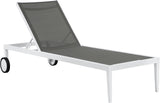 Nizuc Grey Mesh Waterproof Fabric Outdoor Patio Aluminum Mesh Chaise Lounge Chair