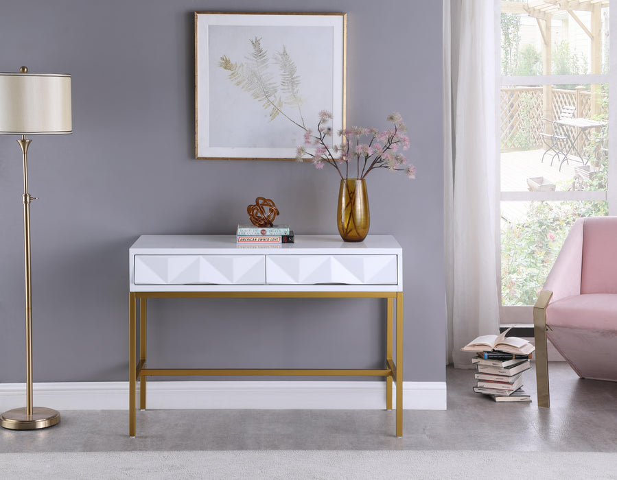 Pandora White Laquer with Gold Console Table