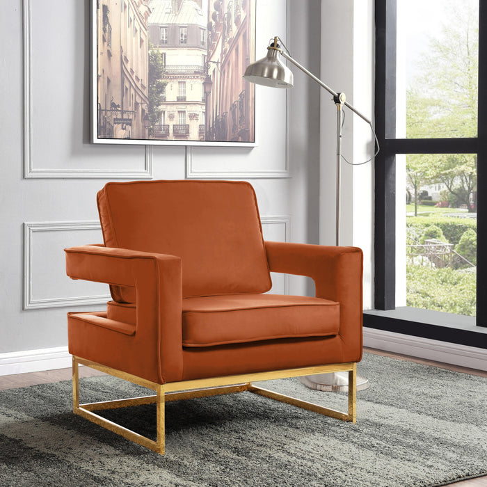 Noah Cognac Velvet Accent Chair