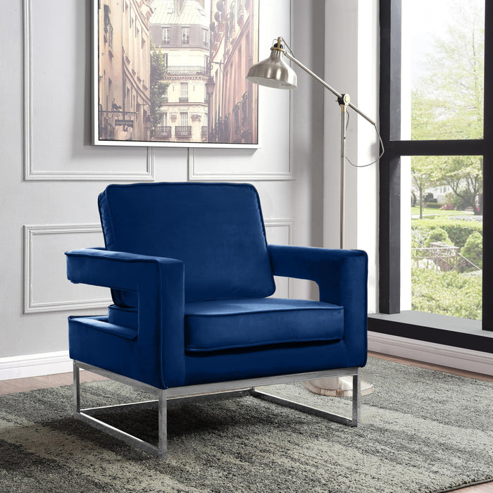 Noah Navy Velvet Accent Chair