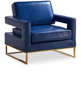 Amelia Navy Faux Leather Accent Chair