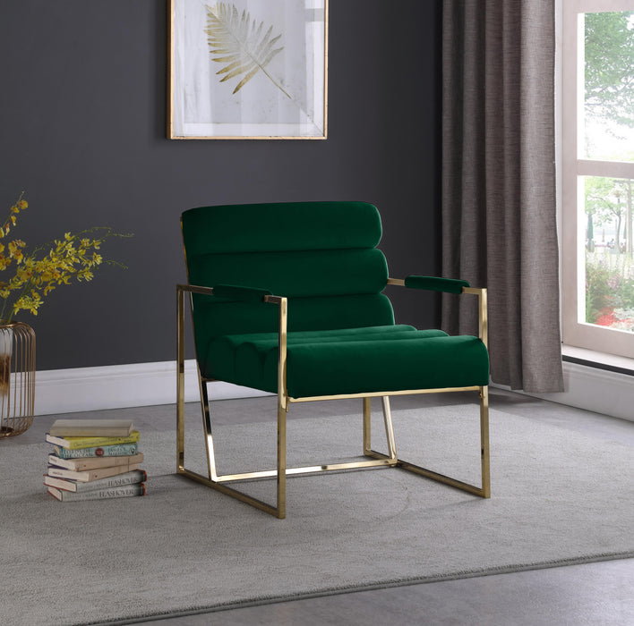 Wayne Green Velvet Accent Chair