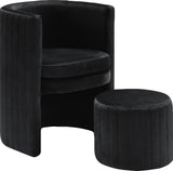Selena Black Velvet Accent Chair and Ottoman Set