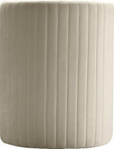 Selena Cream Velvet Accent Chair and Ottoman Set