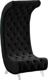 Crescent Black Velvet Accent Chair