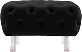 Crescent Black Velvet Ottoman