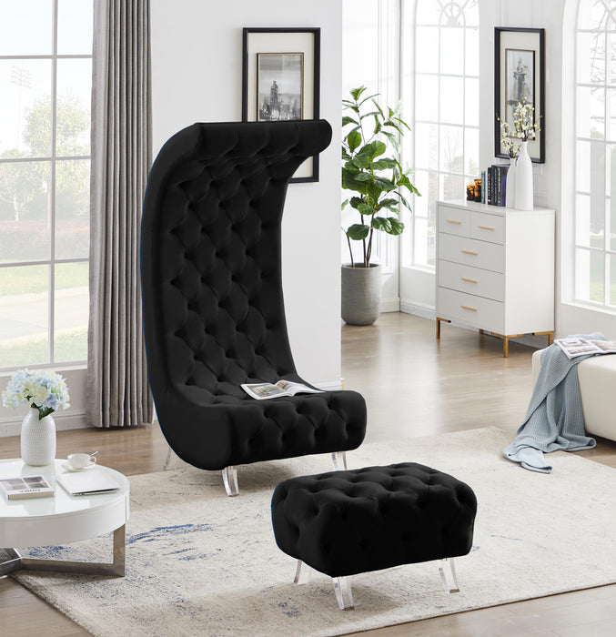 Crescent Black Velvet Accent Chair