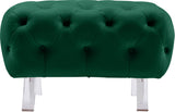 Crescent Green Velvet Ottoman
