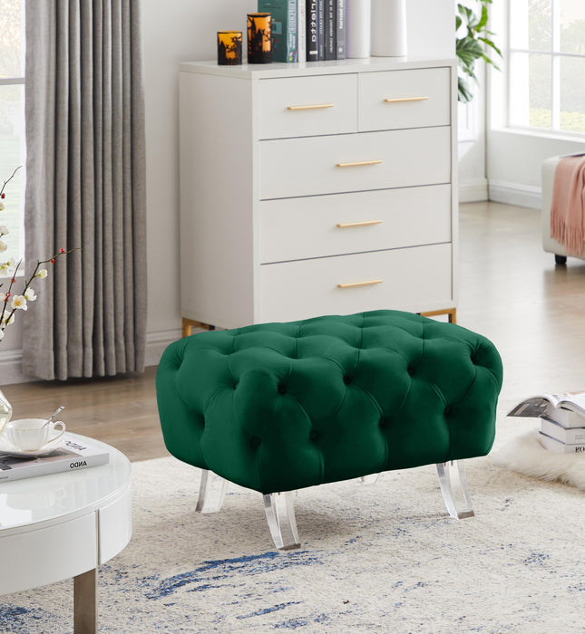 Crescent Green Velvet Ottoman