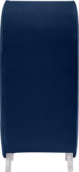 Crescent Navy Velvet Accent Chair