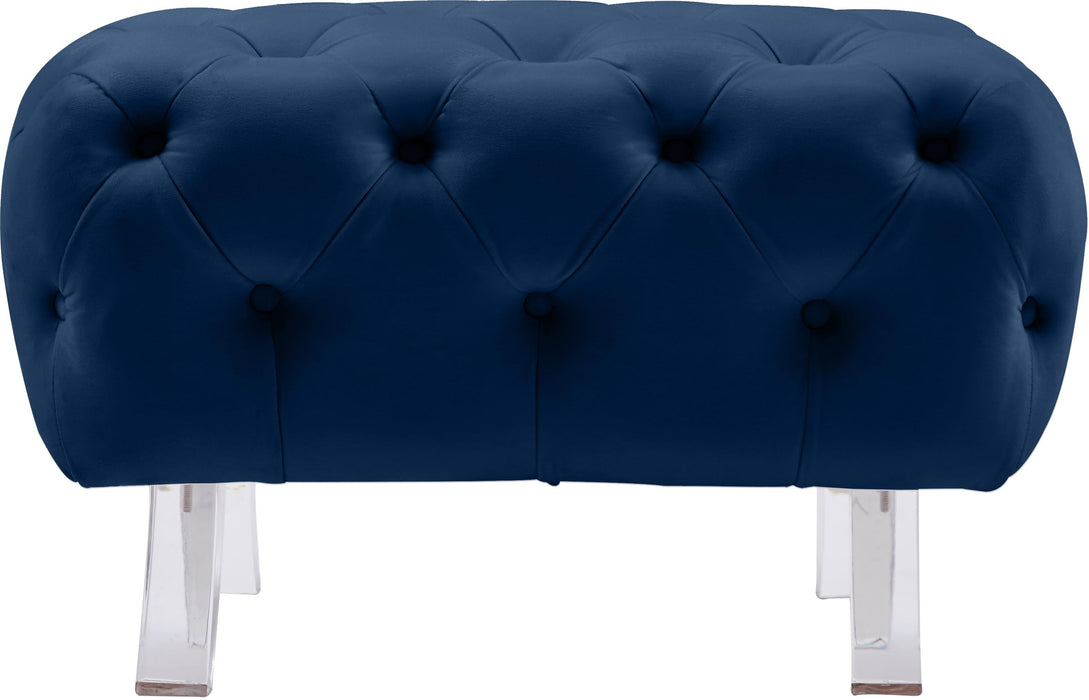 Crescent Navy Velvet Ottoman