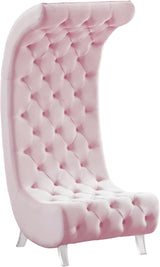 Crescent Pink Velvet Accent Chair