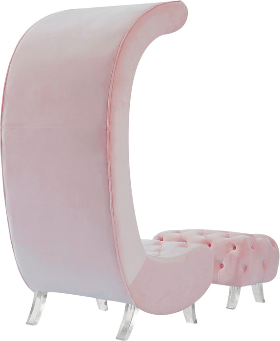 Crescent Pink Velvet Accent Chair