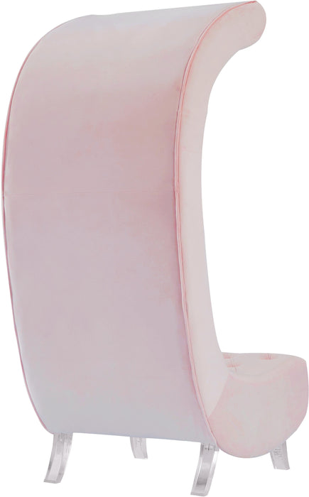 Crescent Pink Velvet Accent Chair