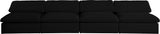 Serene Black Linen Fabric Deluxe Cloud Modular Armless Sofa