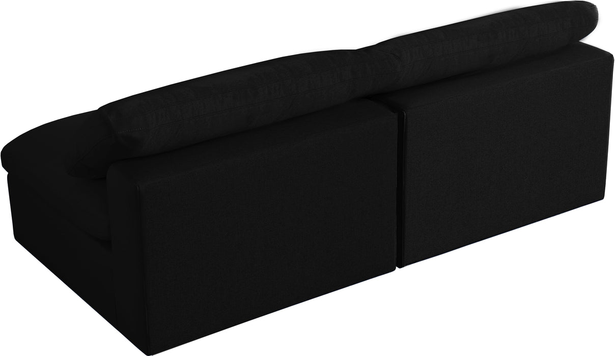 Serene Black Linen Fabric Deluxe Cloud Modular Armless Sofa