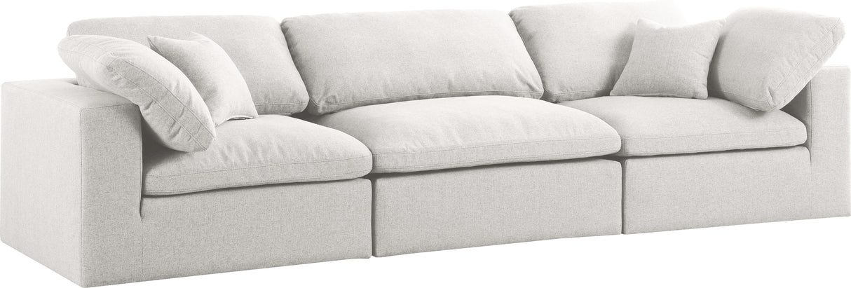 Serene Cream Linen Fabric Deluxe Cloud Modular Sofa