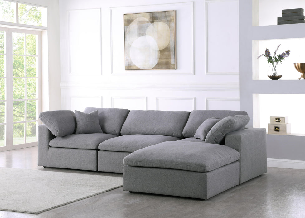 Serene Grey Linen Fabric Deluxe Cloud Modular Sectional