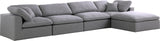 Serene Grey Linen Fabric Deluxe Cloud Modular Sectional