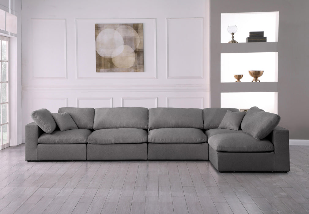 Serene Grey Linen Fabric Deluxe Cloud Modular Sectional