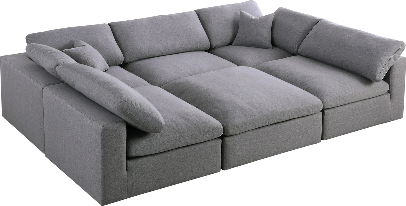 Serene Grey Linen Fabric Deluxe Cloud Modular Sectional